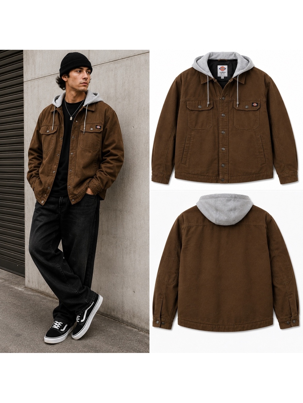 NWT Dickies 2XL Brown Duck Hooded Work Jacket Utility Skater Streetwear
